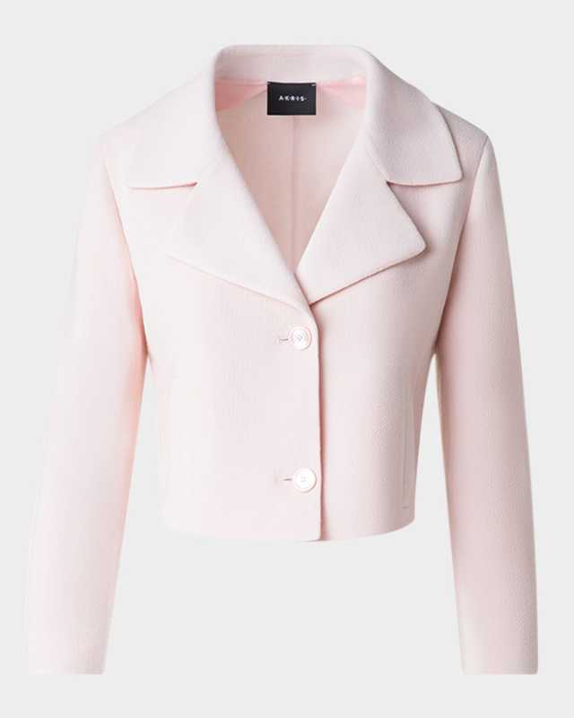 Wide Lapel Single-Breasted Crop Jacket